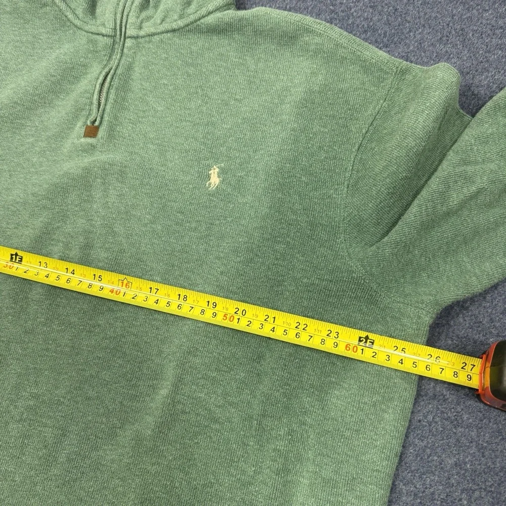 Vtg Polo Ralph Lauren Mens Sweater XL Green Quarter Zip Pony Preppy Estate Rib